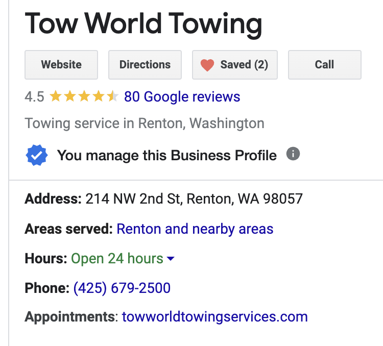Call towing in Renton WA