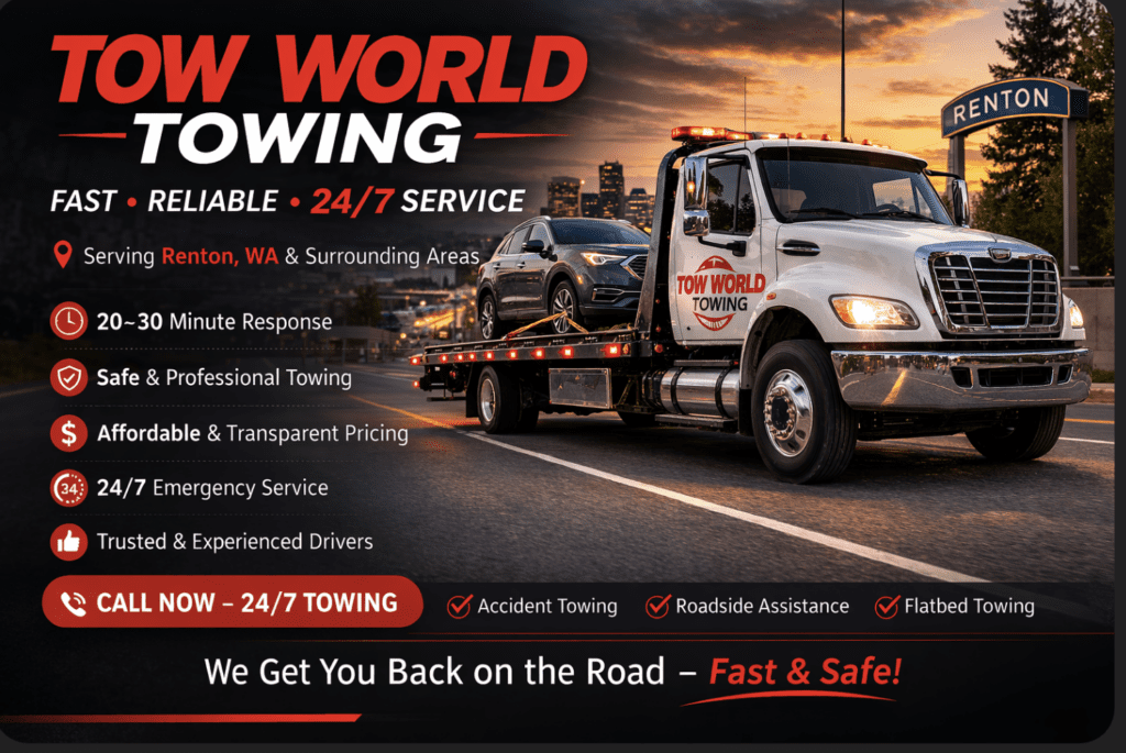 20 Minute Tow Truck Service in Renton WA