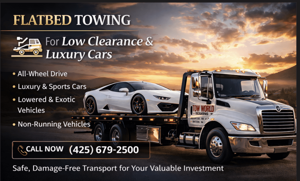 Flatbed Towing for Low Clearance Lowered Cars in Renton, WA – Safe & Damage-Free