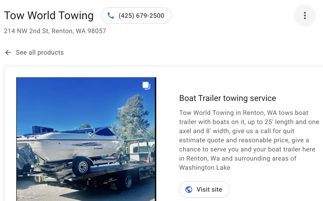 Boat Trailer Towing & Marine Trailer Transport in Renton, WA