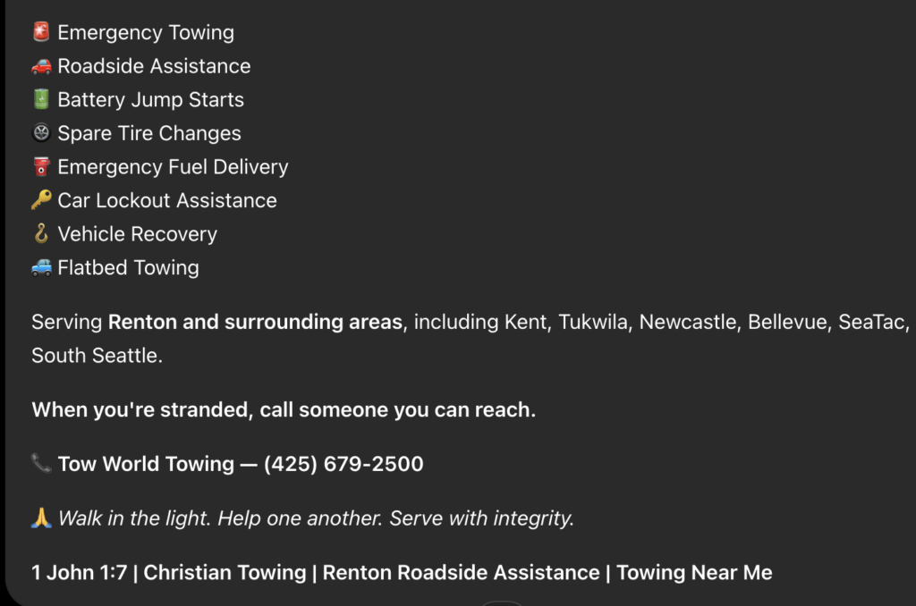 Christian Towing | Renton Roadside Assistance